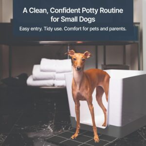 Alternative view of Indoor Dog Potty with High Walls and Low Entry for Small Dogs — Vertical Pad Holder, Splash Guard, and Clean Modern Design by DoggyBathroom (Regular, Dark Grey)